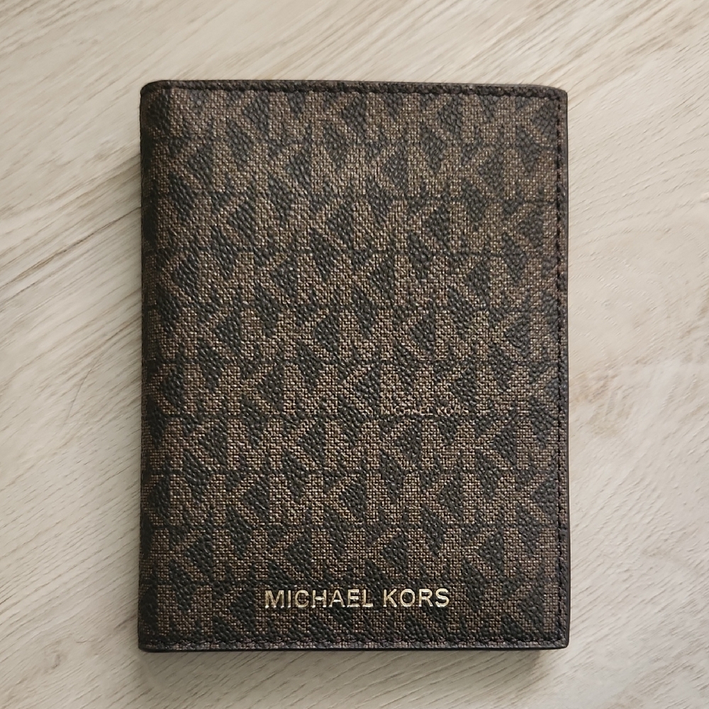 Michael Kors Dark Brown Monogram Passport Cover